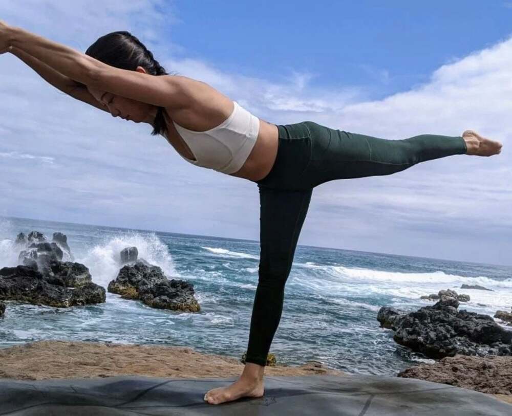prAna Becksa 7/8 Ribbed Leggings with Pockets Green Size S Active
